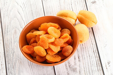 Dried apricot heap in the bowl