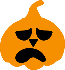 Black silhouette Halloween pumpkin ghost Hand Painted illustration