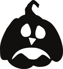 Black silhouette Halloween pumpkin ghost Hand Painted illustration