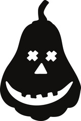 Black silhouette Halloween pumpkin ghost Hand Painted illustration