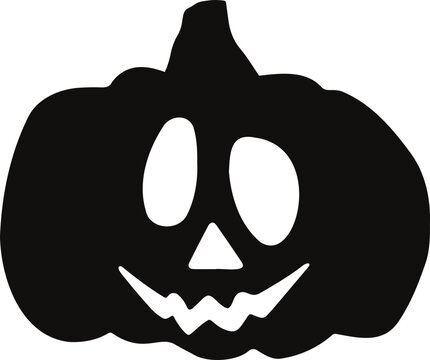 Black silhouette Halloween pumpkin ghost Hand Painted illustration