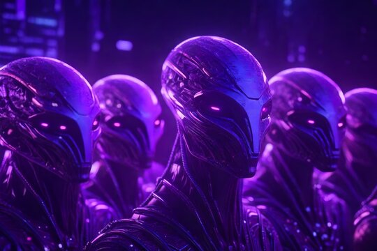 Aliens on a purple background