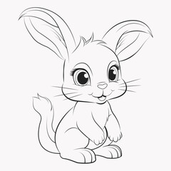 Whimsical Line Drawing Cartoon Rabbit