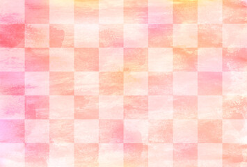 秋　和紙　チェック　オレンジ　背景