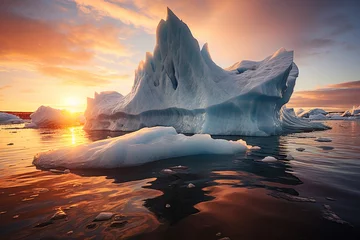  dramatic photo of a massive iceberg melting under the sun's heat, drawing attention to the urgency of addressing climate change and its impact on glaciers © forenna