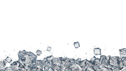 scattered ice cubes render 3D illustration on alpha channel