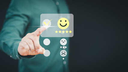 Customer satisfaction survey, service experience rating, testimonial, feedback and review. Member...