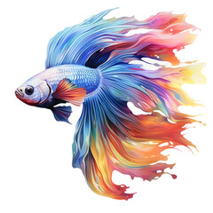 Fototapeta premium Rainbow beta fish on transparent background