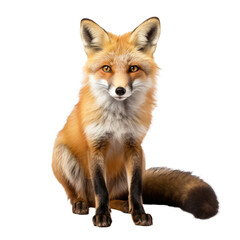 Fototapeta premium Red fox sitting on transparent background