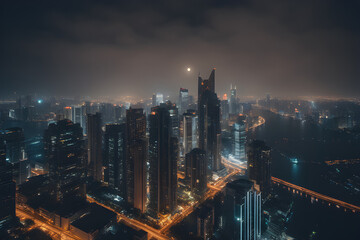 Fototapeta na wymiar city skyline at night. Generative AI 