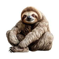 Fototapeta premium Sloth sitting position on transparent background