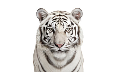 White tiger face shot on transparent background