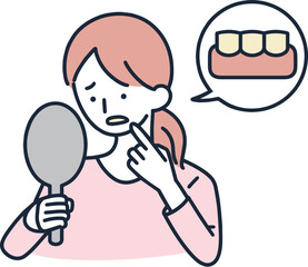 歯が黄ばんだ女性　シンプルイラスト