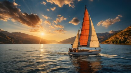 Fototapeta premium Yachting in Secluded Cove: Nautical Luxury