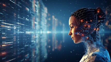 contemporary AI & machine learning tech in business internet concept