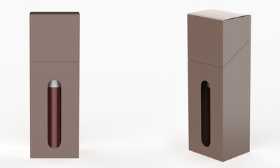 Vape Cartridge inside the Box Mockup Isolated On White Background. 3d illustation