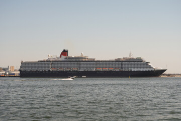 Luxury British ocean liner cruiseship cruise ship in port of Helsinki, Finland during Baltic...