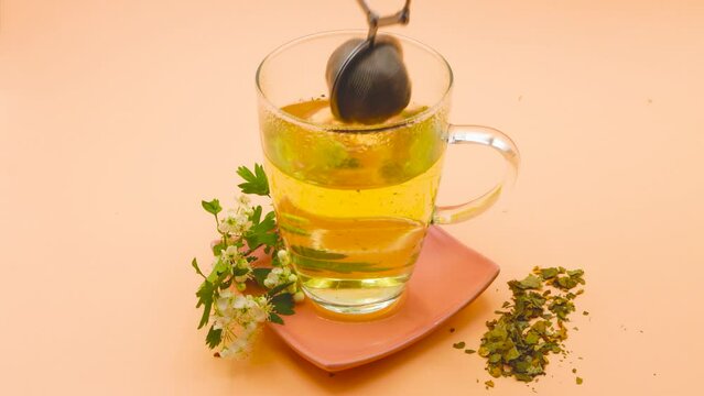 Hawthorn infusion used in natural medicine to treat cardiovascular problems, hypertension