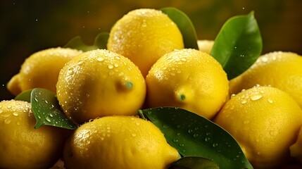 fresh lemon fruit with water drops