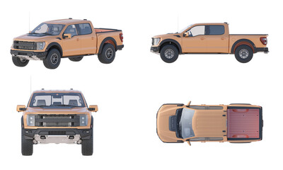 Set of realistic pickup truck isolated on transparency background