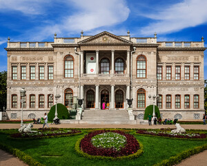 the majestic facade of Dolmabahce Palace, the former residence of the Sultan of Istanbul