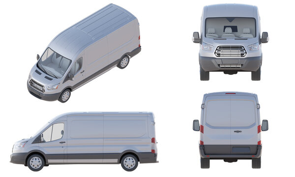 Set of realistic van isolated on transparency background