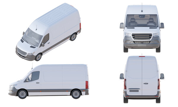 Set of realistic van isolated on transparency background
