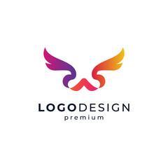 Obraz premium colorful letter W with bird and fire logo design