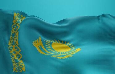 Abstract Kazakhstan Flag 3D Render Background (3D Artwork)