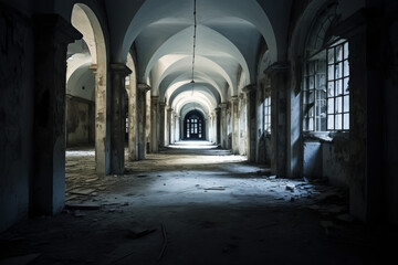 Fototapeta premium The interior of an ex insane asylum in italy