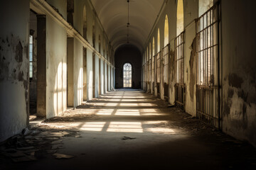 The interior of an ex insane asylum in italy - obrazy, fototapety, plakaty