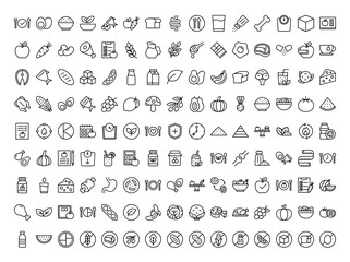 Nutrition line icons set. Vector line icons.
