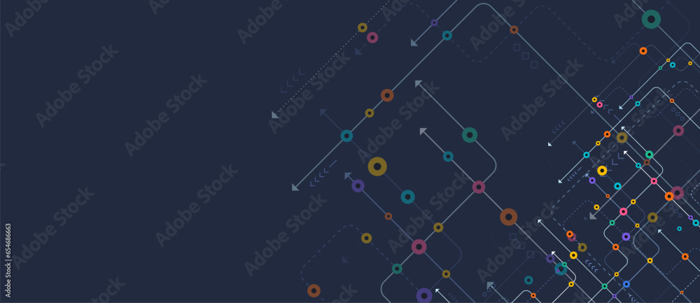 Poster circuit connect lines and dots. network technology and connection concept. decentralized network nod
