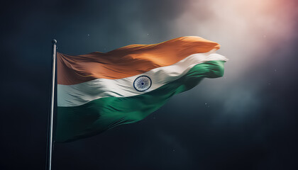 Indian flag on a uniform background - obrazy, fototapety, plakaty