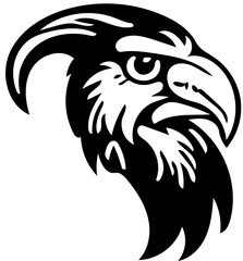 Mascot logo of parrot, vector illustration of bird in black