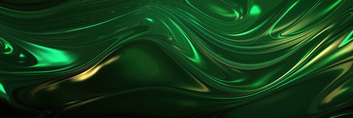 Simple modern abstract fluid green metallic liquid background banner for design