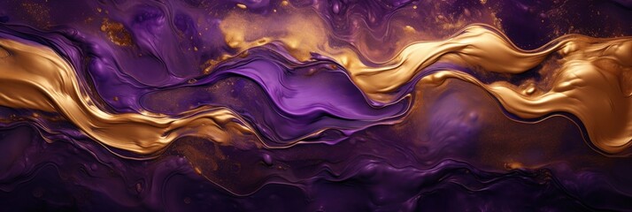Obraz premium Simple modern abstract fluid purple and golden liquid background banner for design