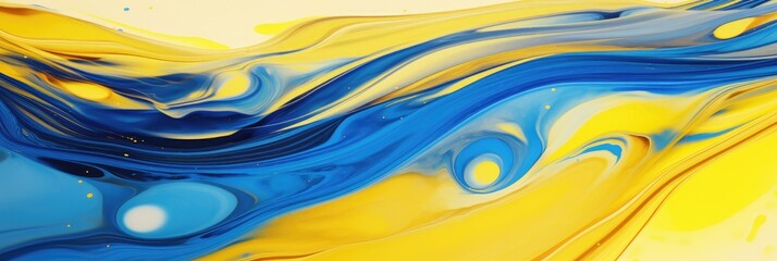Simple modern abstract fluid blue and yellow liquid background banner for design