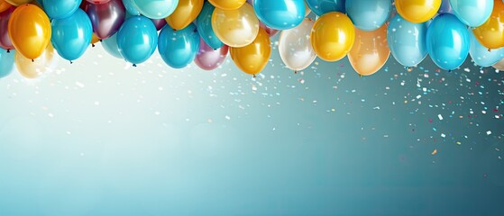 colorful balloons background with copyspace, bithday party design