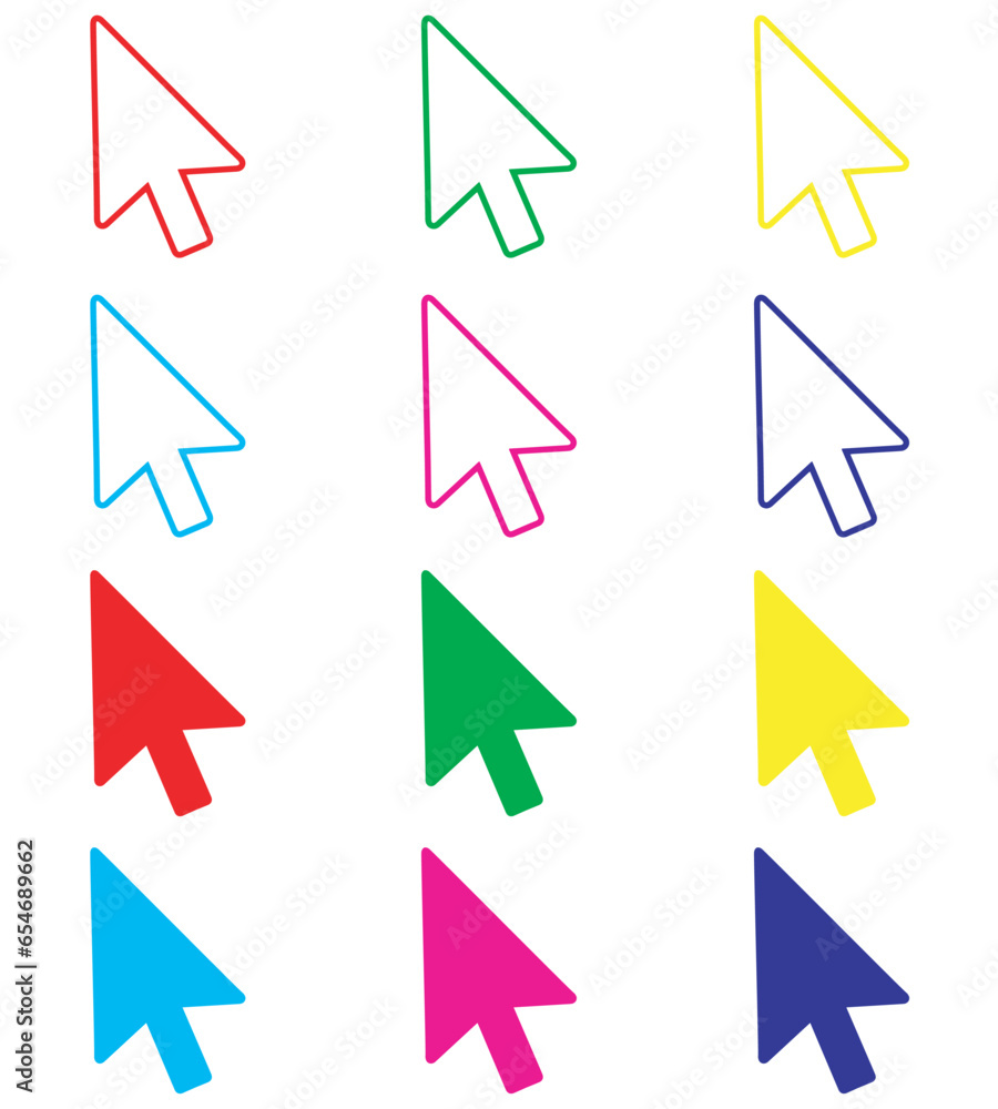 Poster cursor icon vector. click arrow icon sign symbol in trendy flat style. set elements in colored icons