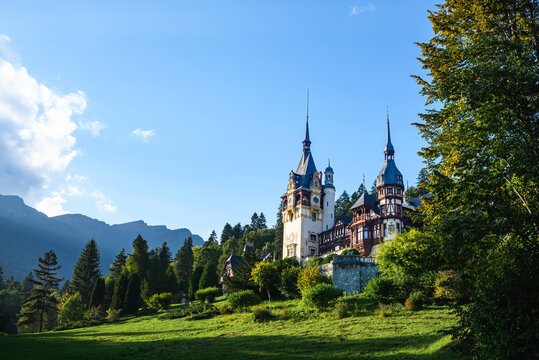 Beautiful castle in the forest. Peles Castle in Sinaia, Transylvania. Romania, Sinaia. September, 22, 2023