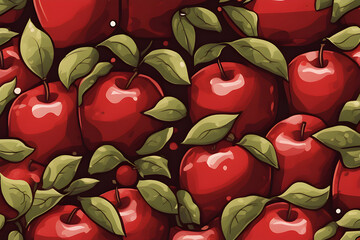 red apples sticker 2d cute fantasy dreamy vector illustration. Generative AI  