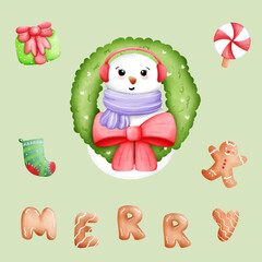 Merry Christmas watercolor set