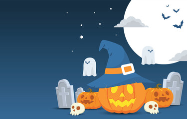 halloween pumpkin and ghost background