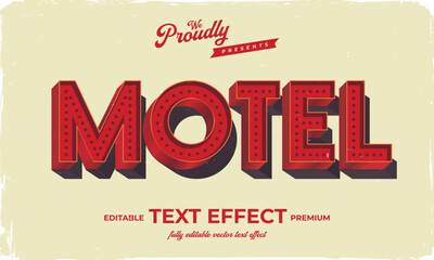 vintage retro old style American motel road sign text effect