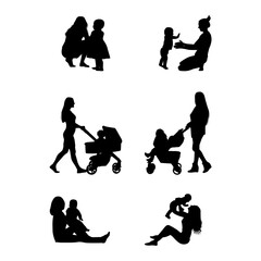 set of mother and child vector illustration