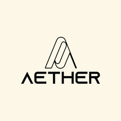 aether elegant combinational mark logo concept, incredibly luxury and classy style, editable template for a high-end brand personality