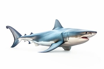 Fototapeta premium large shark with fangs, on a plain white background generative ai