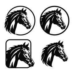 Set of Horse logo silhouette vector