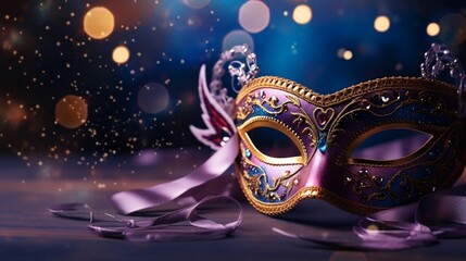 carnival mask with glittering copy space background
